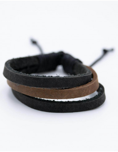 Unisex Bracelet 3 Simil Leather strips