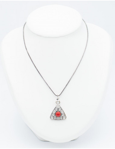 Pendentif Triangle avec Pierre Minérale