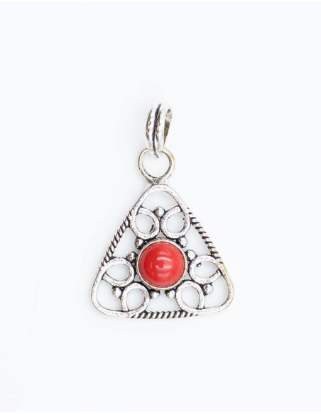 Triangle Pendant with Mineral Stone