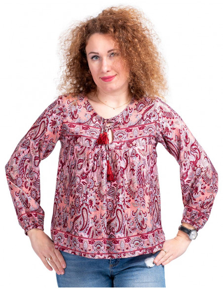 Seidenbluse mit langen Ärmeln