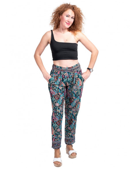 Calça skinny de seda