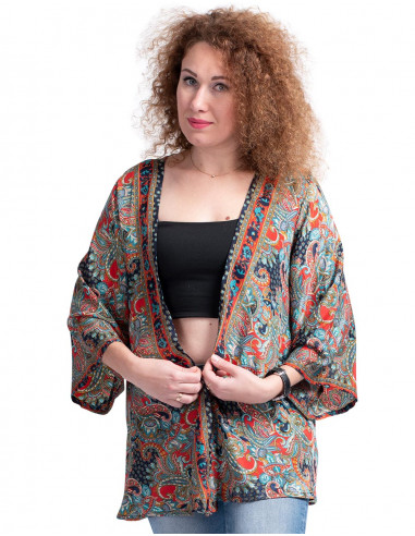 Kimono court en soie