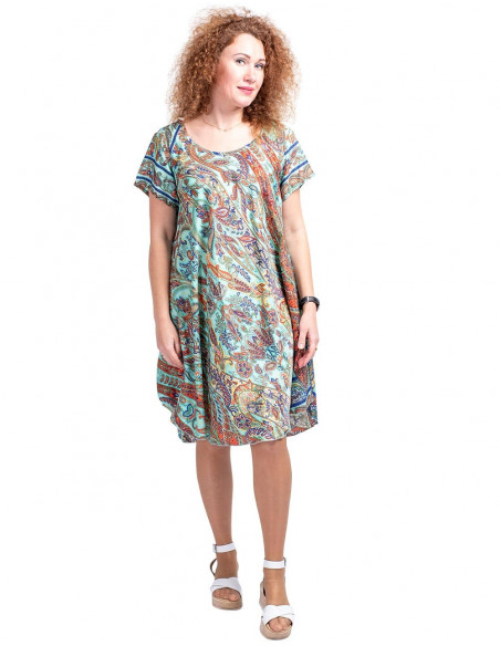 vestido-mangas-cortas-seda-estampado-verde