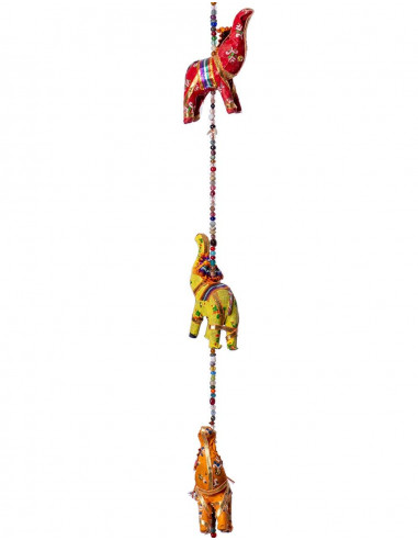 Tissu Ethnique Pendentif Éléphants