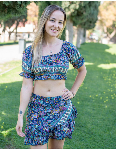 Silk Miniskirt and Top Set