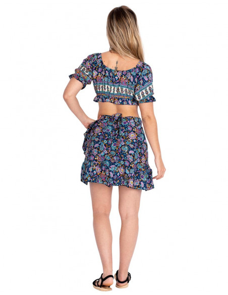 Silk Miniskirt and Top Set