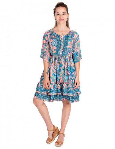 Vestido boho com babados