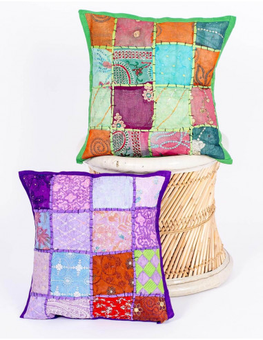 Housse de coussin patchwork