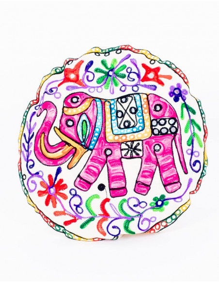 Embroidered Elephant Cushion Cover