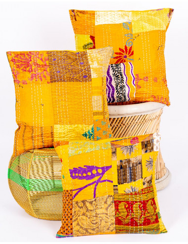 Housse de coussin jaune...