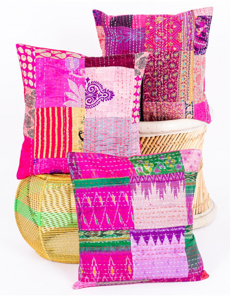 Rosa Patchwork-Kissenbezug