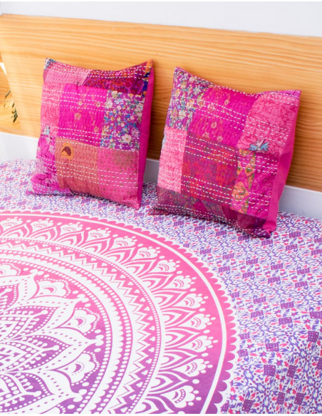 Rosa Patchwork-Kissenbezug