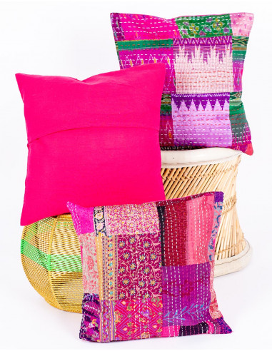 Rosa Patchwork-Kissenbezug