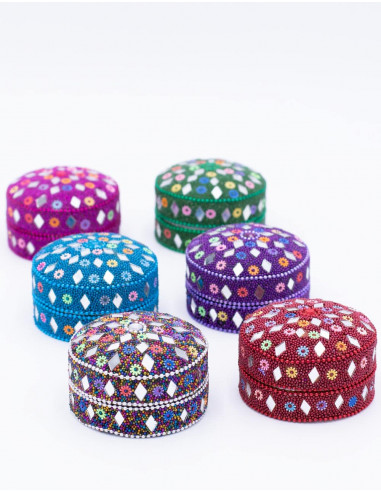 Boîtes à bijoux colorées avec miroirs x 3
