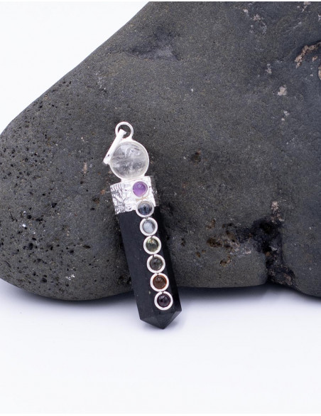 Onyx Pendant with Crystal Quartz