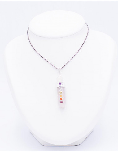 Octagonal Rose Quartz and Crystal Pendant