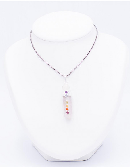 Octagonal Rose Quartz and Crystal Pendant