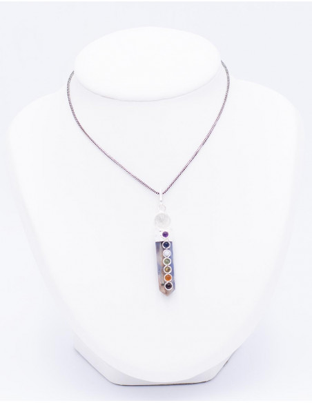 Pendentif Pierre Minérale avec 7 Chakras