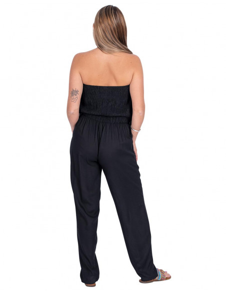 Strapless Ruffled Black Jumpsuit