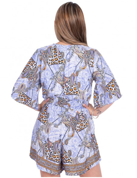 Kurzer Overall mit Seidenprint