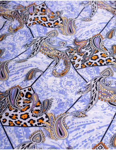 Macacão curto estampado de seda