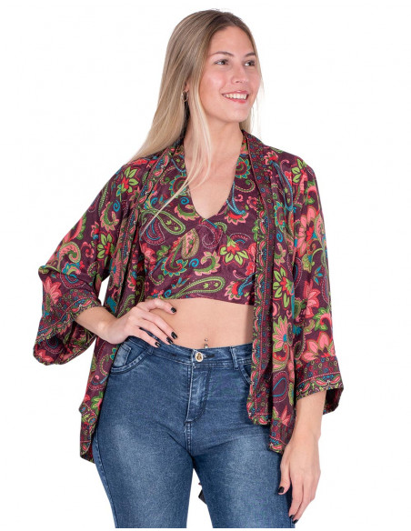 Silk Top and Kimono Set