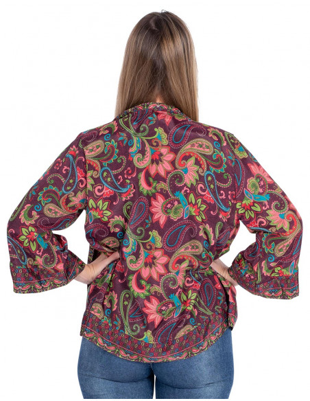 Top de seda e conjunto de quimono