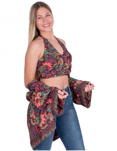Top de seda e conjunto de quimono