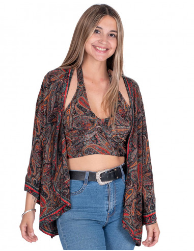 Conjunto Top Estampado + Quimono