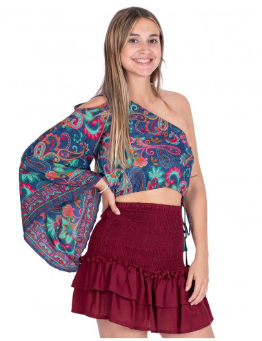 falda-burdeos-goma-ancha-volantes 2