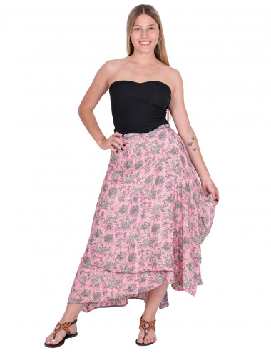 Gonna hippie di seta rosa 2