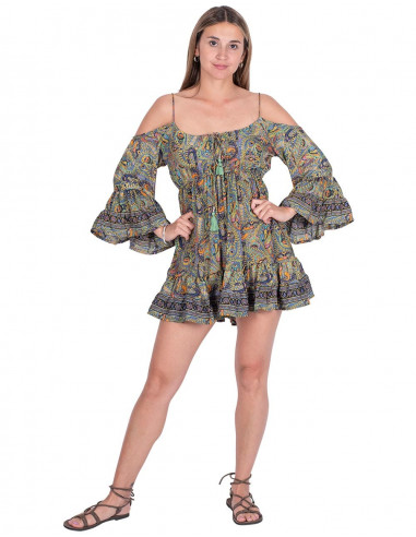Vestido boêmio ombro a ombro