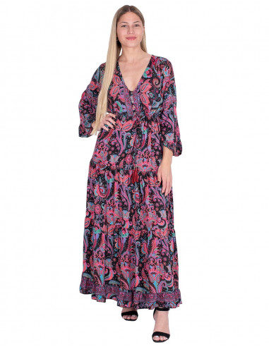 Vestido longo com mangas