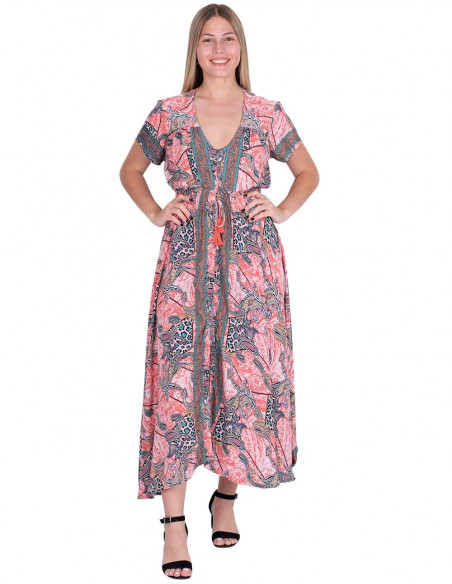 Vestido de seda abotoado