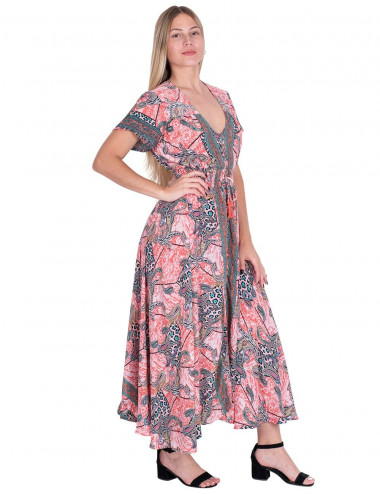 Vestido de seda abotoado