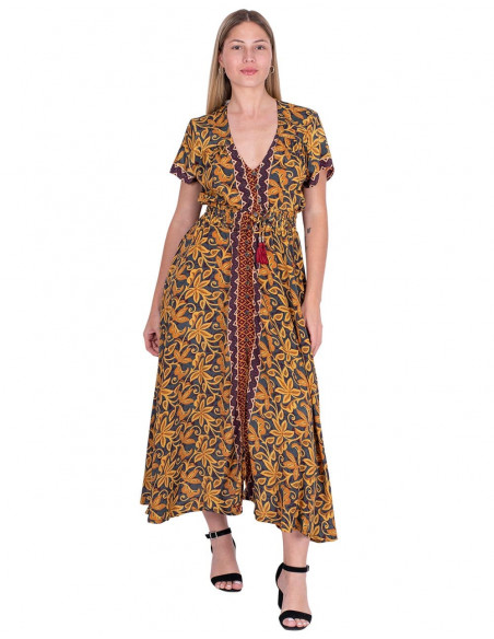 Robe Longue Fleurs Jaunes