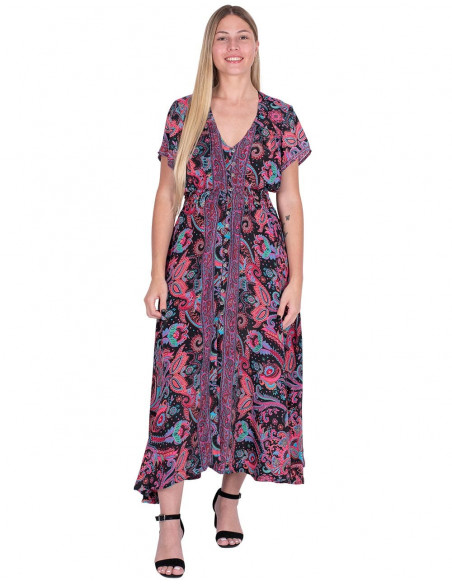Disegni rosa del vestito nero