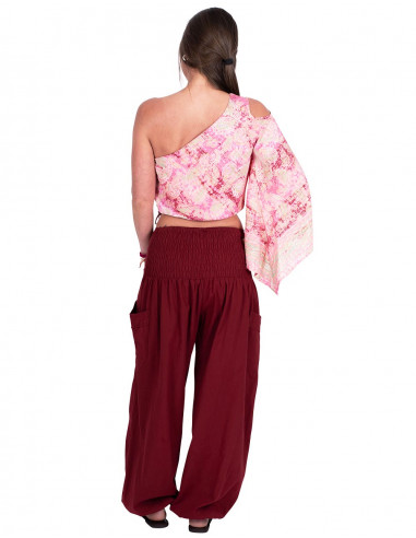 top-corto-rosa-unico-hombro-descubierto