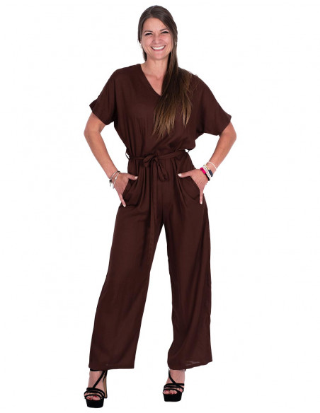 Brown Viscose Jumpsuit