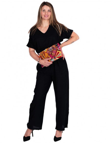 Macacão Preto Longo com Laço