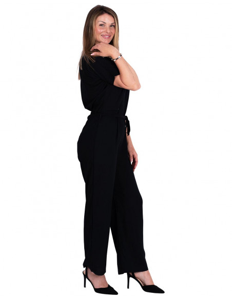 Long Black Jumpsuit with Bow