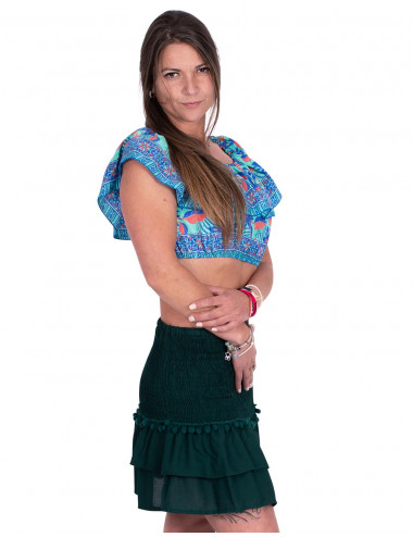 falda-verde-goma-ancha-volantes 2