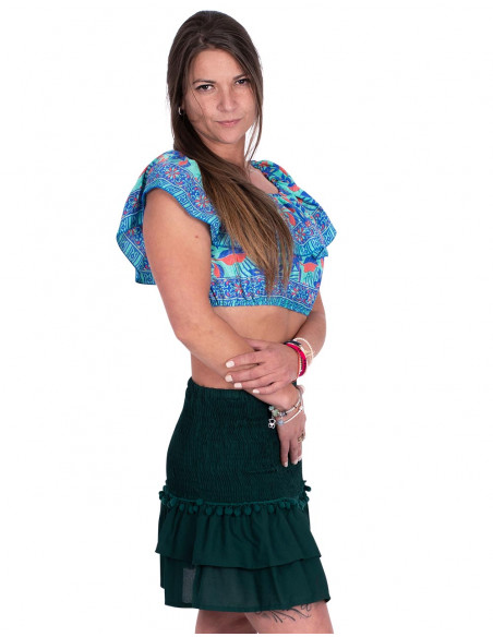 Gonna verde con pompon