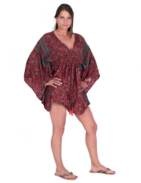 vestido-corto-mangas-murcielago-estampado-burdeos