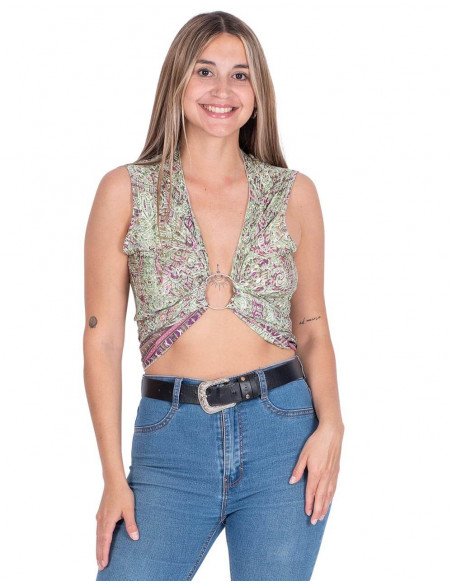 Top rendado estampado