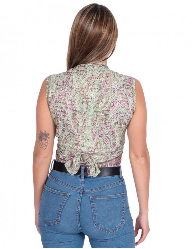 Top rendado estampado