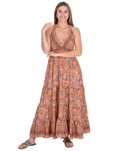 Abito lungo arancione Paisley