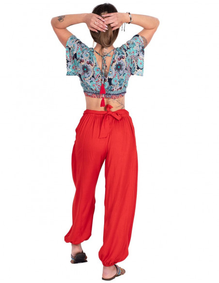 Bedrucktes Crop-Top aus Seide