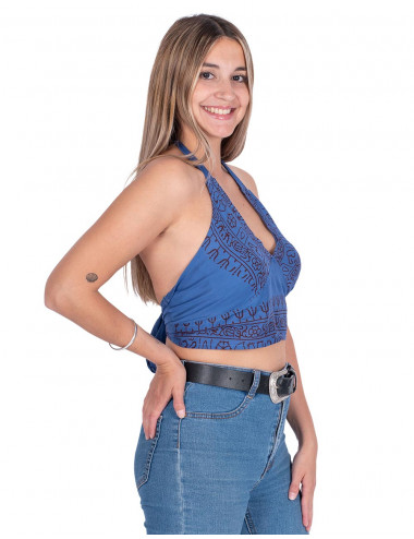 Top lacé bleu