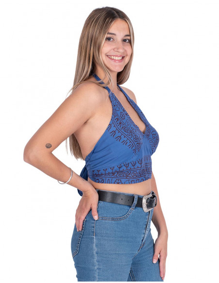 Blaues Spitzentop